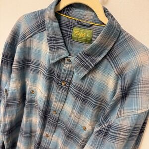 Marshwear Men's Flannel Fishing Shirt‎ In Blue & Grey  Plaid Size XL
